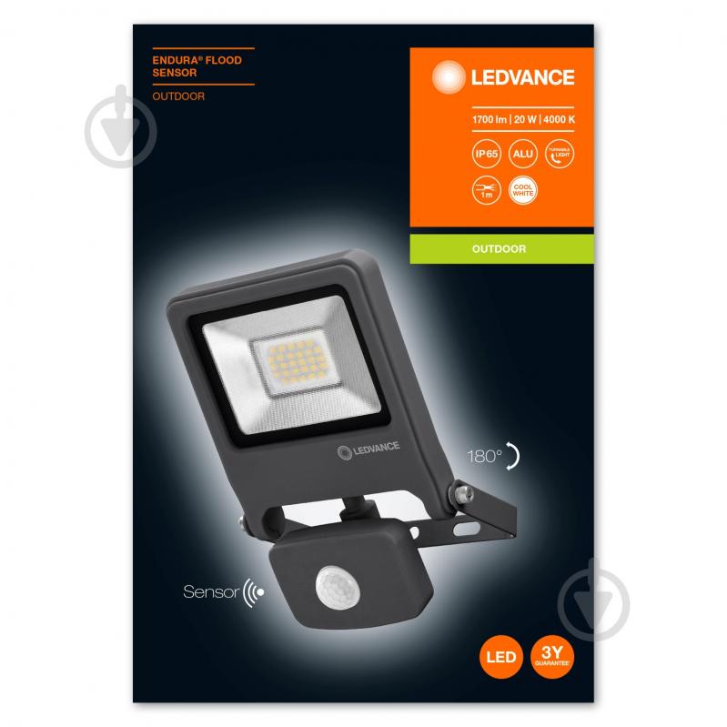 Прожектор з датчиком руху Ledvance Endura Flood LED 30 Вт IP44 чорний - фото 6