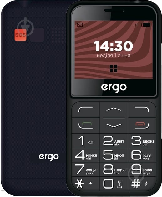 Мобильный телефон Ergo R231 Dual Sim black R231 Dual Sim (black) - фото 1