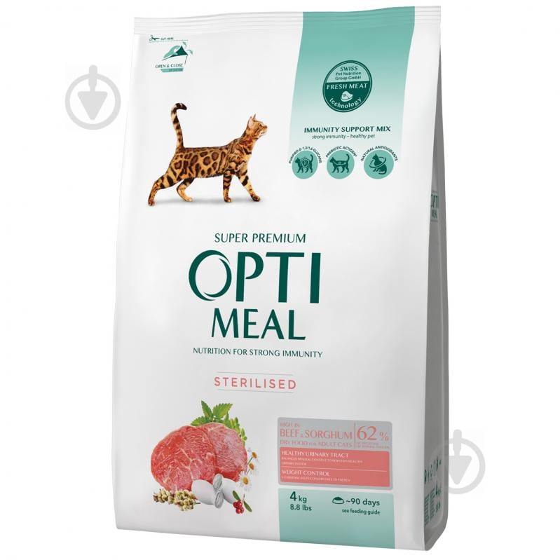Корм для стерилізованих котів Optimeal Sterilised яловичина та сорго 4 кг - фото 1