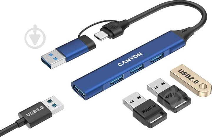 USB-хаб Canyon DS-02 4in1 USB-A/C Blue (CNS-TDS02BL) - фото 5