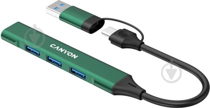 USB-хаб Canyon DS-02 4in1 USB-A/C Green (CNS-TDS02GR) - фото 3
