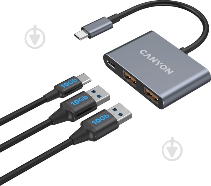 USB-хаб Canyon DS-3 3in1 USB-C Dark Grey (CNS-TDS3) - фото 4 USB-хаб Canyon DS-3 3in1 USB-C Dark Grey (CNS-TDS3) - фото 4