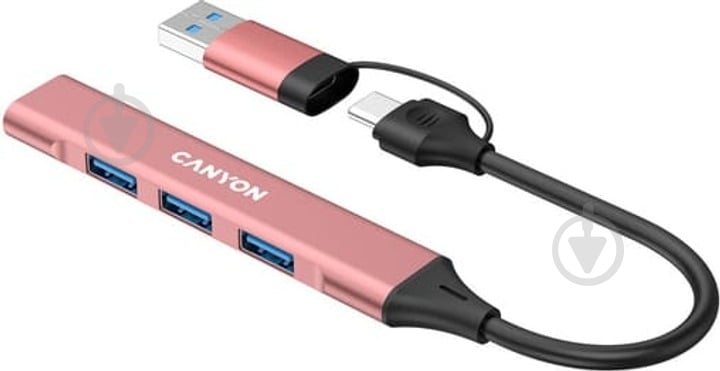 USB-хаб Canyon DS-02 4in1 USB-A/C Pink (CNS-TDS02P) - фото 3