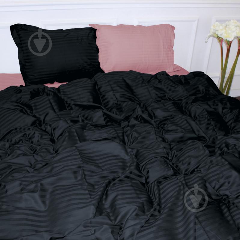 Комплект постельного белья Satin Stripe 30-0021+30-0007 Esandiora 2х143х210 см черный/розовый MirSon - фото 1