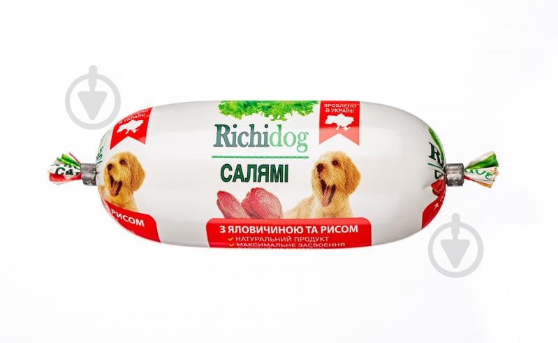 Корм вологий Для молодих та дорослих собак для усіх порід Richi Dog салямі з печінкою та рисом 120 г - фото 1