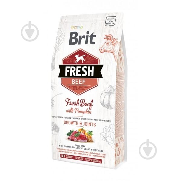 Корм для цуценят та юніорів для великих порід Brit Fresh яловичина та гарбуз 2,5 кг - фото 1