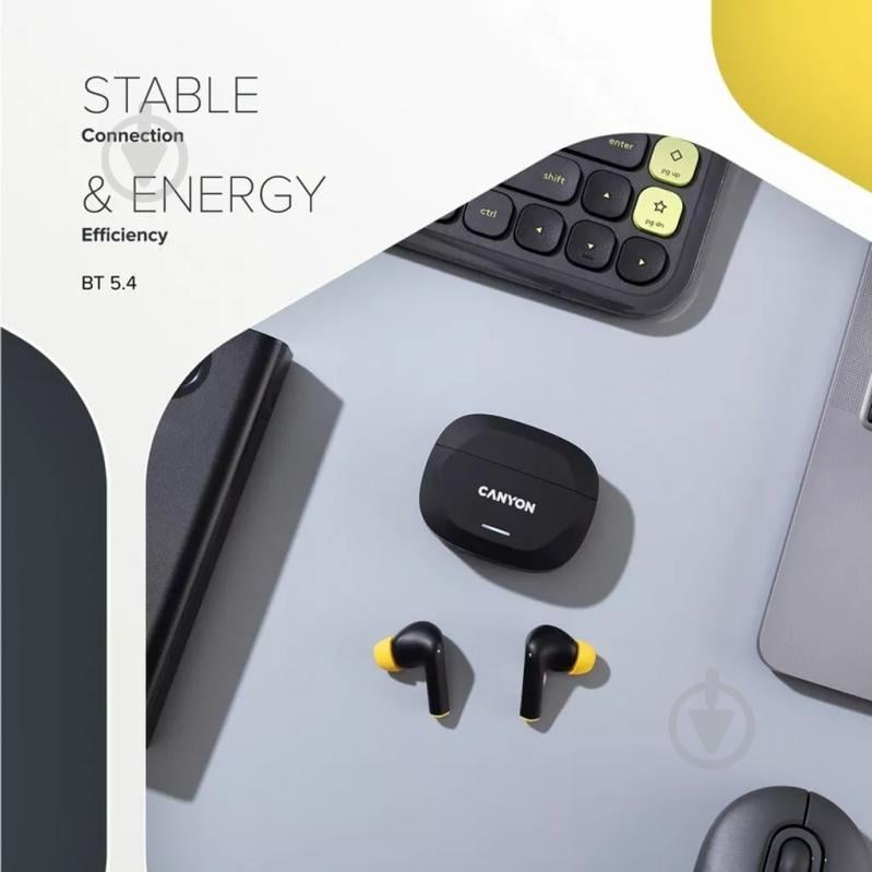 Навушники Canyon Hexagon 7 black/yellow (CNS-TWS7BY) - фото 9