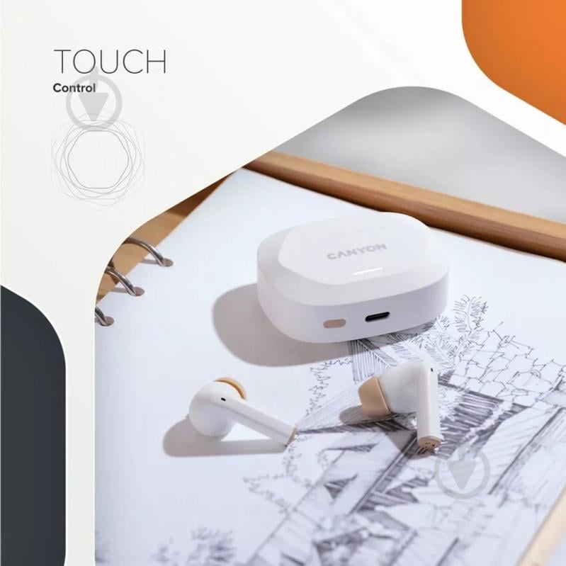 Навушники Canyon Hexagon 7 white/beige (CNS-TWS7WB) - фото 6