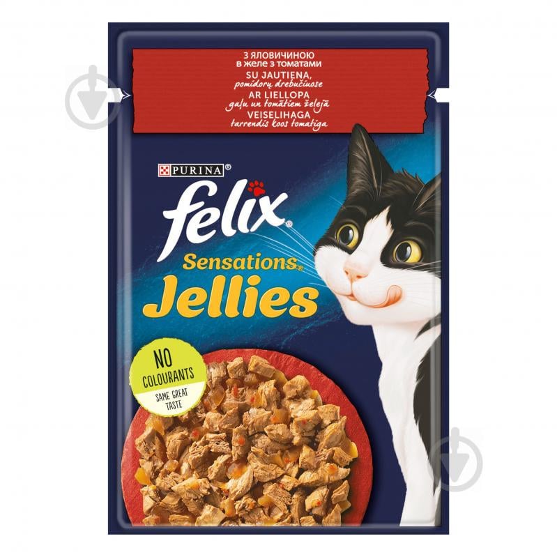Консерва для котів Felix Sensations яловичина та томати в желе 85 г - фото 1