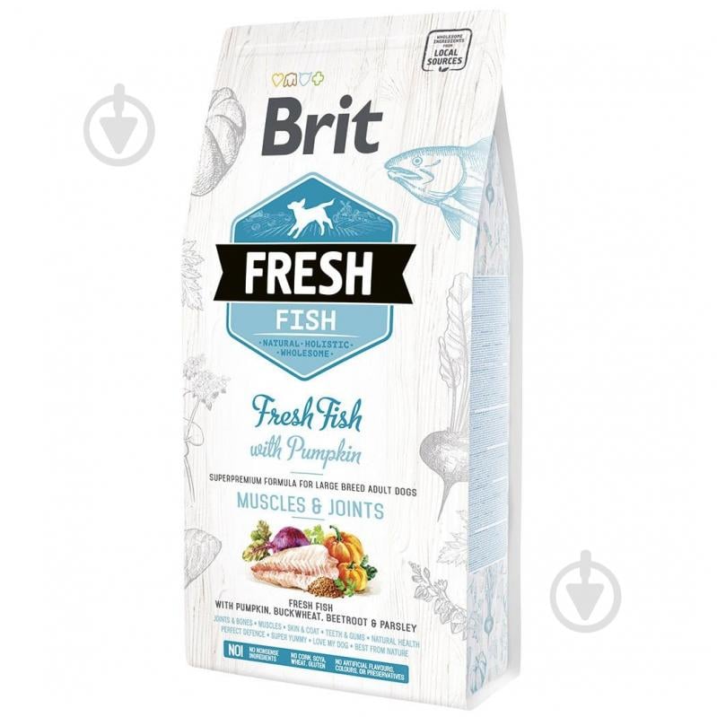 Корм для дорослих собак для великих порід Brit Fresh риба та гарбуз 2,5 кг - фото 1