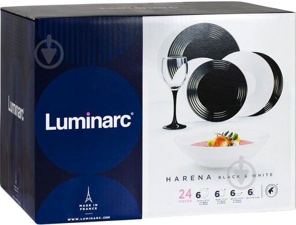 Сервіз столовий Luminarc Harena Black & White 24 предмета N2243 - фото 3