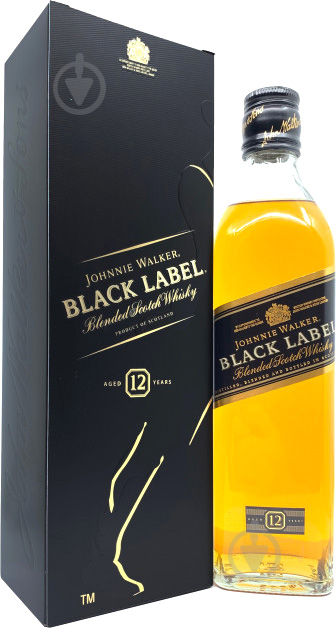 Віскі Johnnie Walker Black label 12 років витримки в подарунковій коробці 0,5 л - фото 1