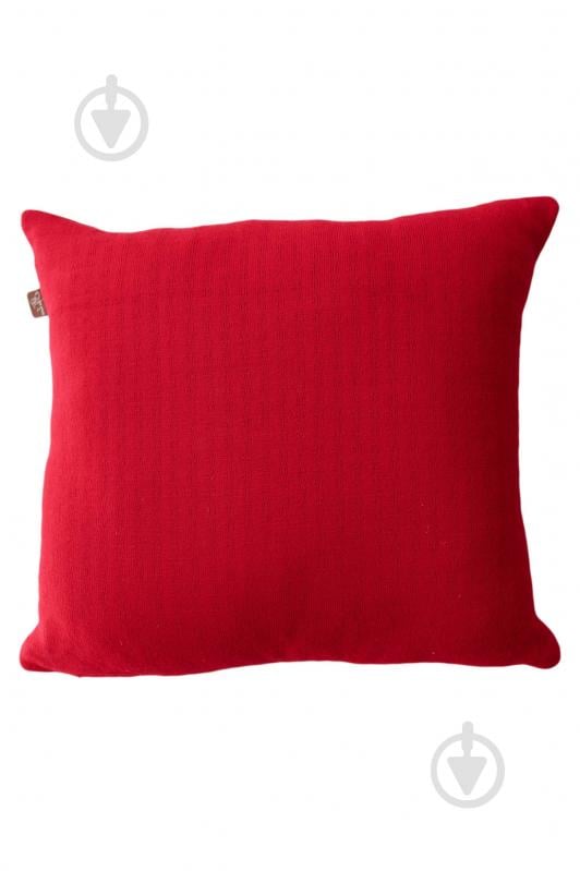 Подушка декоративна в'язана Олень з шарфом 45x45 см червона Прованс - фото 2 Подушка декоративна в'язана Олень з шарфом 45x45 см червона Прованс - фото 2