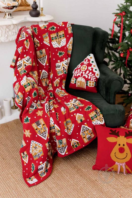 Подушка декоративна в'язана Олень з шарфом 45x45 см червона Прованс - фото 7 Подушка декоративна в'язана Олень з шарфом 45x45 см червона Прованс - фото 7