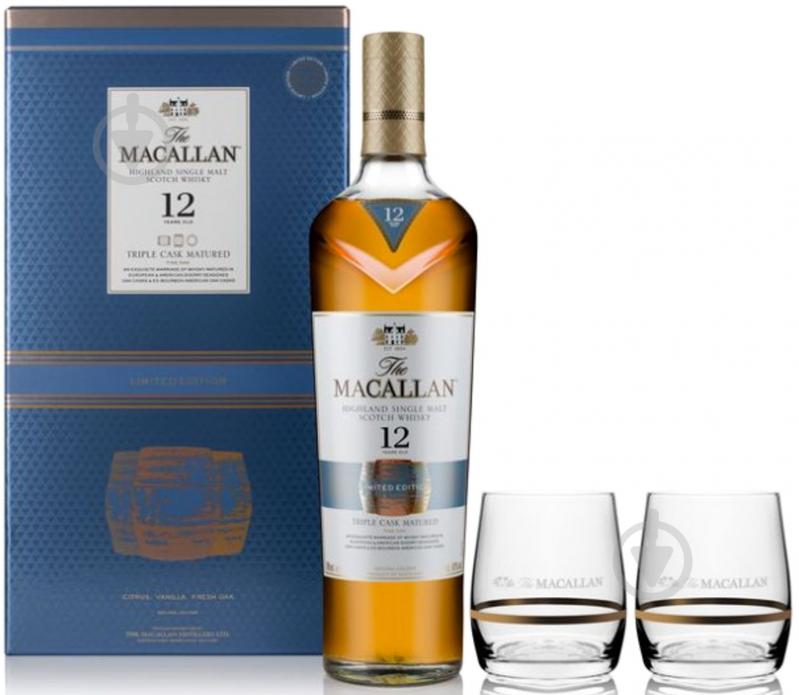 Виски The Macallan Fine Oak 12 лет выдержки с 2-мя стаканами 0,7 л - фото 1 Виски The Macallan Fine Oak 12 лет выдержки с 2-мя стаканами 0,7 л - фото 1
