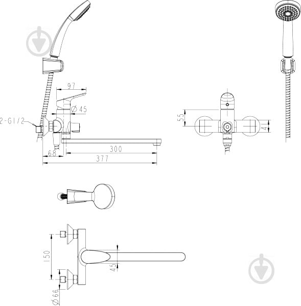 Смеситель для ванны Bravat Drop F 64898C-LB - фото 6