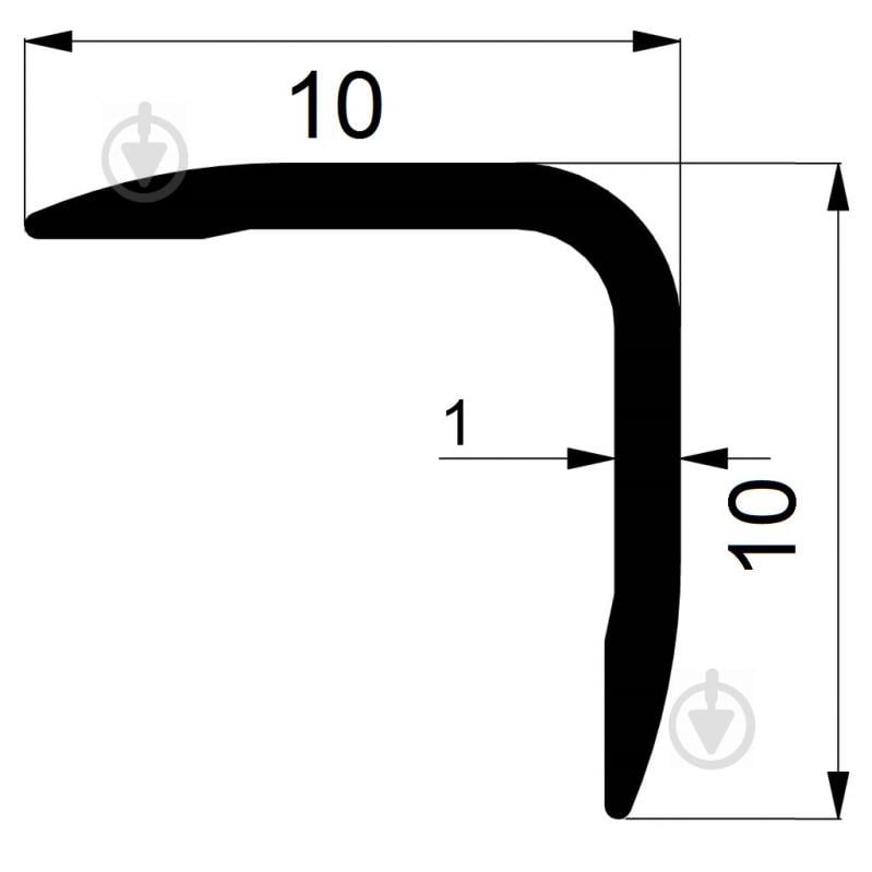 Кутник алюмінієвий АЛЮПРО 10x10x1 мм 2710 мм декоративний зовнішній - фото 2