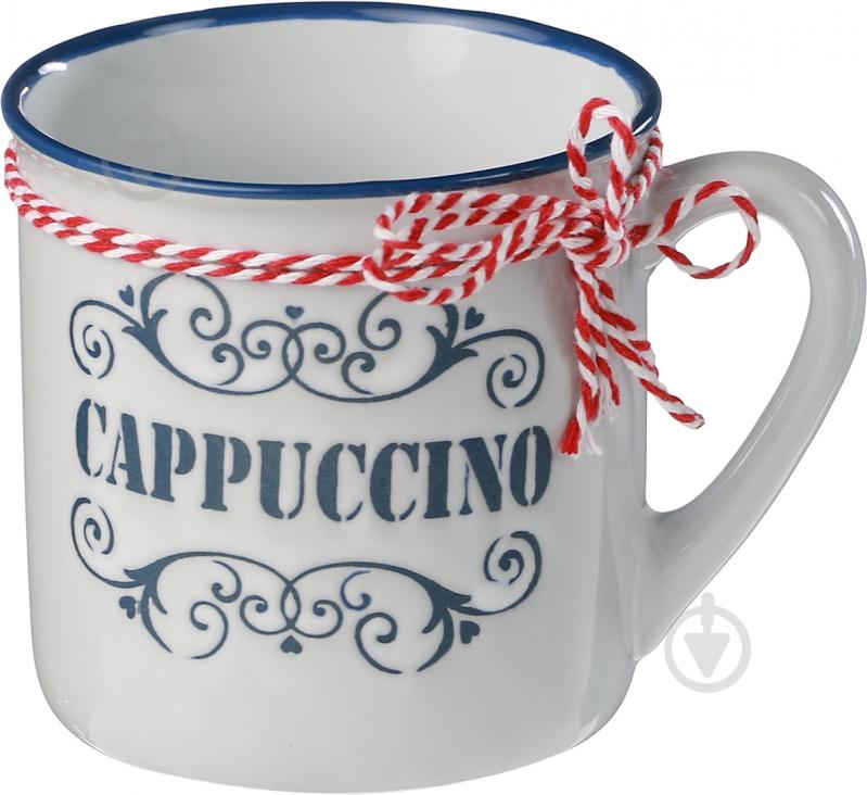 Чашка Cappuccino 360 мл біла з синім - фото 1