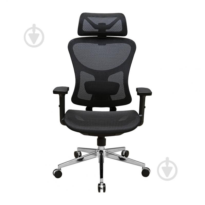 Крісло Richman Ергостар хром multibuttons slider/3d/2d сітка чорний - фото 2