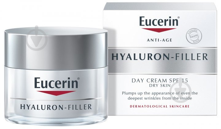 Крем для обличчя денний Eucerin Hyaluron-Filler проти зморшок для сухої і чутливої шкіри SPF15 50 мл - фото 1