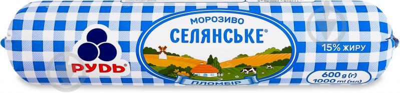 Морозиво Рудь 15% пломбір Селянське м/у 600г - фото 1