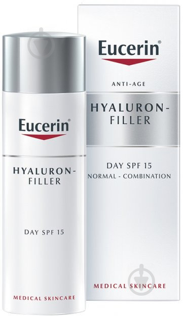 Крем для обличчя денний Eucerin Hyaluron-Filler легкий проти зморшок для нормальної та комбінованої шкіри SPF15 50 мл - фото 1