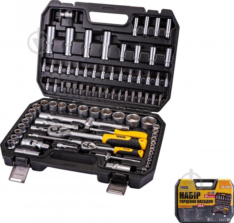 Набор головок и бит MasterTool 1/4"(F)×3/8"(M)1/2"(F)×3/4"(M) 94 шт. 78-5094 - фото 1