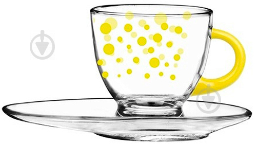 Чашка з блюдцем Yellow Dots 230 мл 50-0406-02-7195-84 Glasmark - фото 1