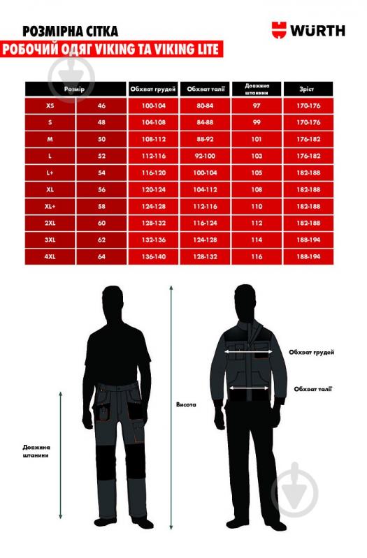 Куртка робоча WURTH VIKING р. 4XL 5899706264 темно-сірий - фото 10