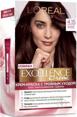 Крем-фарба для волосся L'Oreal Paris EXCELLENCE 4.15 крижаний шоколад 48 мл - фото 1