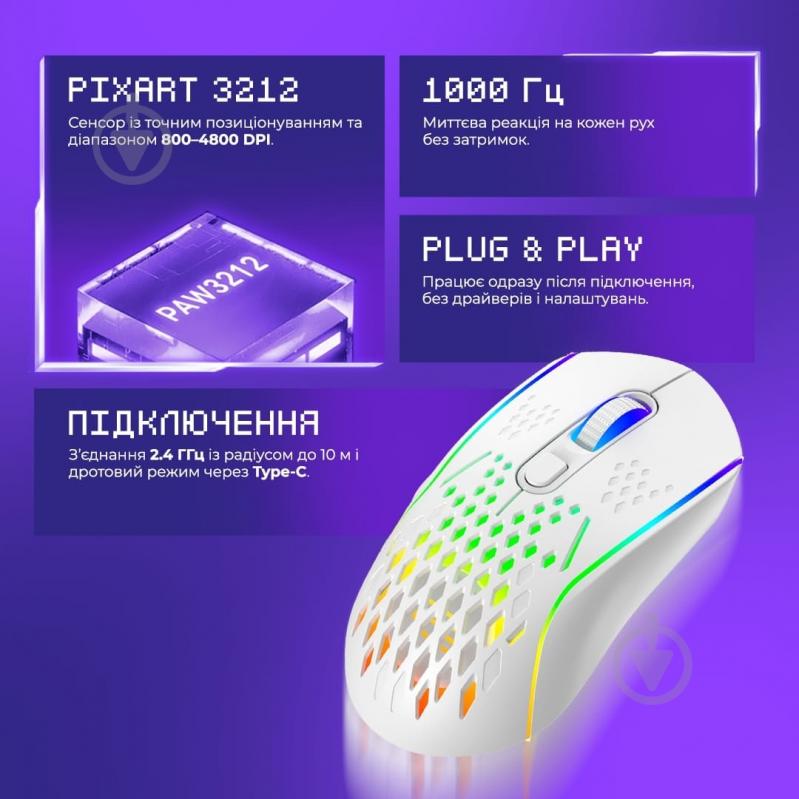 Мышка беспроводная Proove Gaming Buzz white (WMBU00022402) - фото 5
