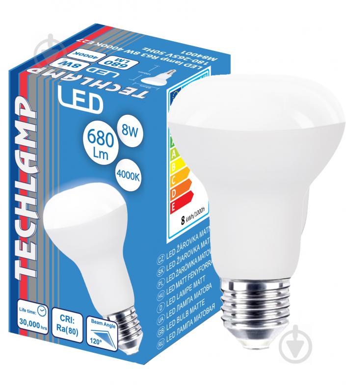 Лампа світлодіодна Techlamp 8 Вт R63 матова E27 220 В 4000 К - фото 1