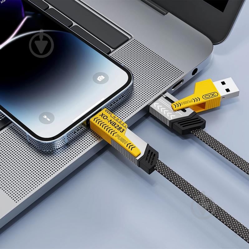 Кабель Xo NB283-CAI 2хUSB-C to 60W/USB-А /Lightning 1 м grey (NB283-CAI.gray) - фото 3 Кабель Xo NB283-CAI 2хUSB-C to 60W/USB-А /Lightning 1 м grey (NB283-CAI.gray) - фото 3