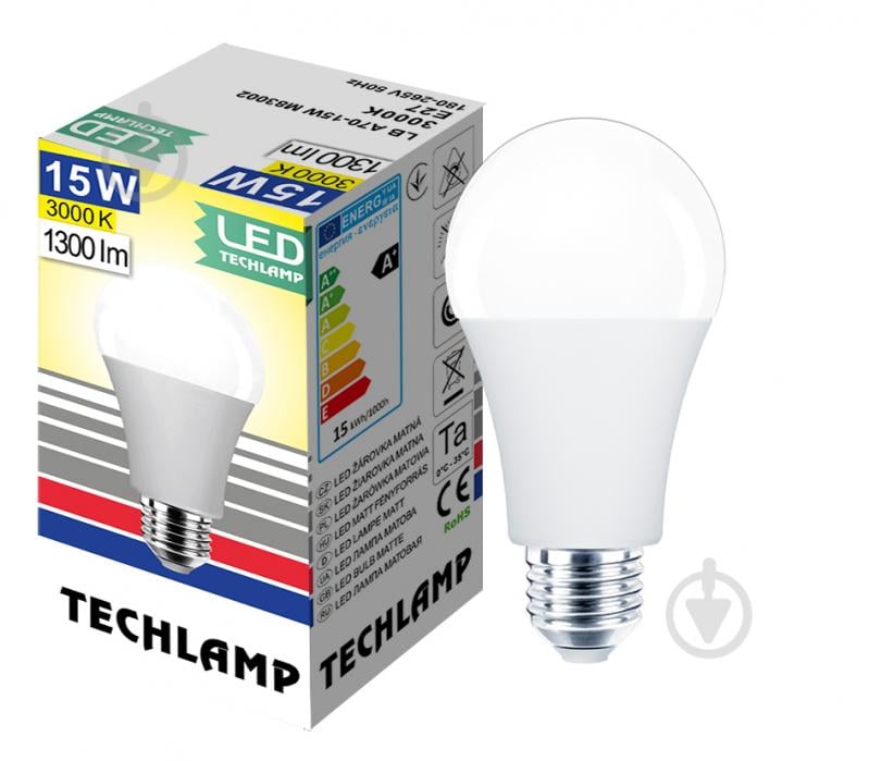 Лампа світлодіодна Techlamp 15 Вт A70 матова E27 220 В 3000 К - фото 1