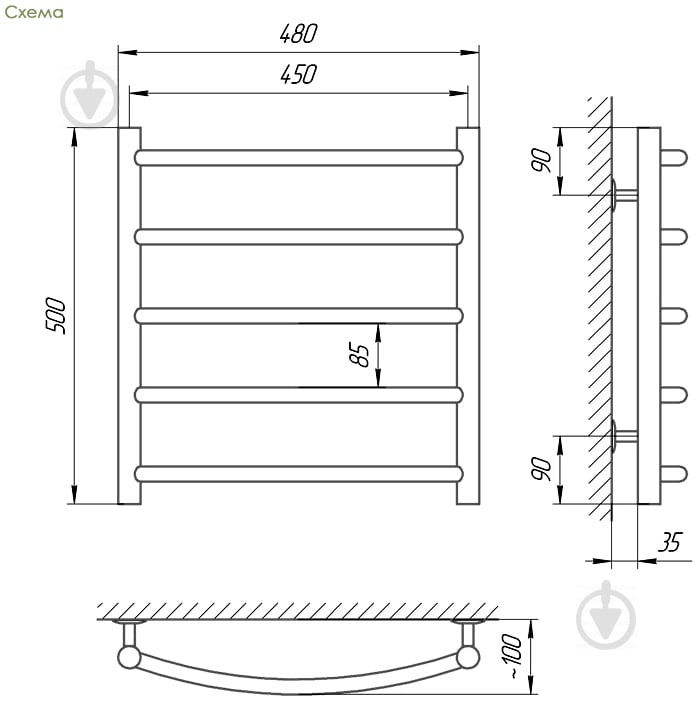 Полотенцесушитель водяной Laris Классик П5 400х500 б/в 1/2", мц 400 71207589 - фото 2