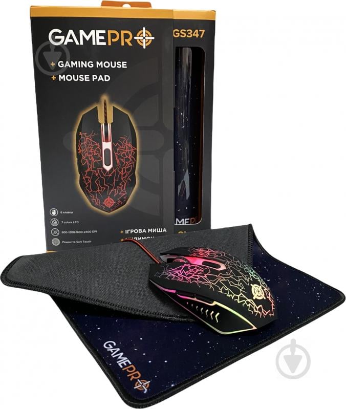 Комплект GamePro Gameset 2 в 1 USB мышь + игровая поверхность (GS347) - фото 1