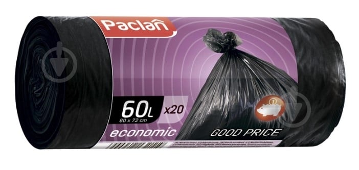 Мішки для побутового сміття Paclan ECONOMIC 60 л 20 шт. - фото 1