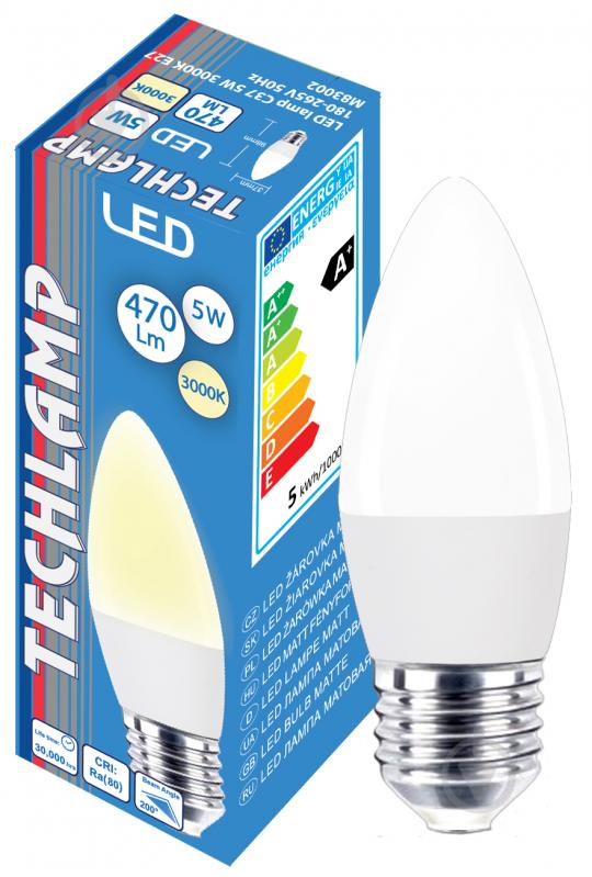 Лампа світлодіодна Techlamp 5 Вт C37 матова E27 220 В 3000 К - фото 1