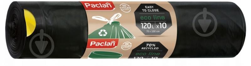 Мешки для мусора с затяжками Paclan eko line Paclan крепкие 120 л 10 шт. - фото 1