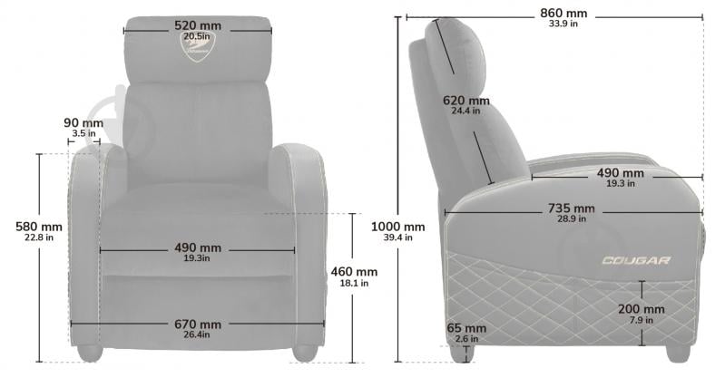 Крісло Cougar RANGER ELITE JET GRAY сірий - фото 9