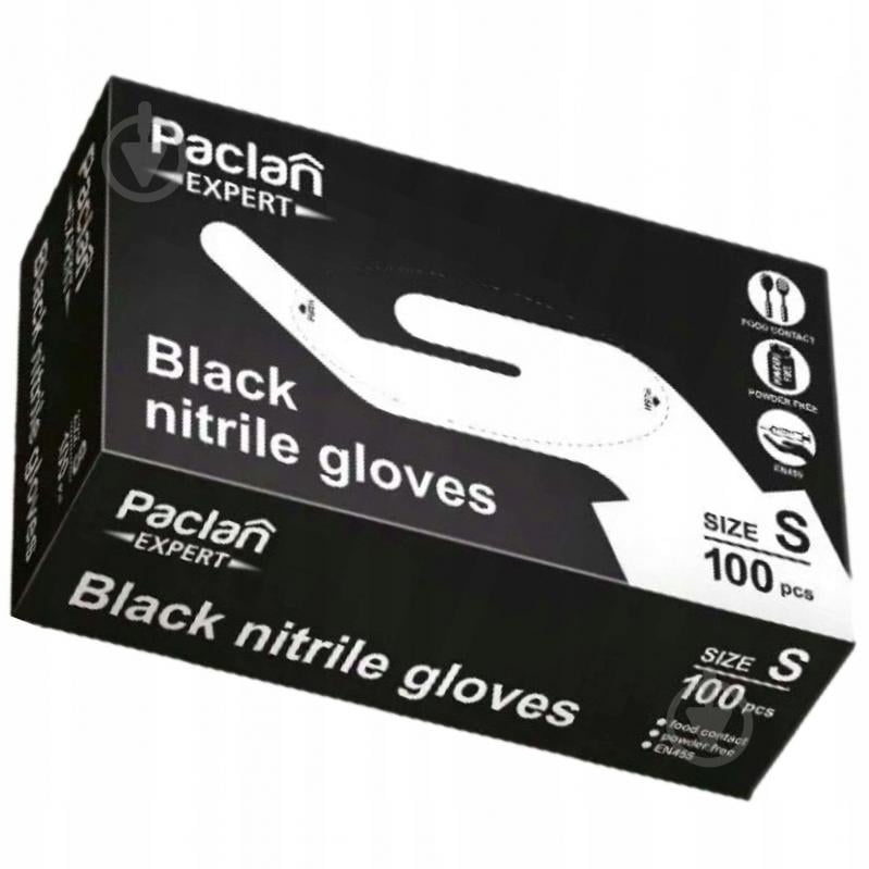 Рукавички нітрилові Paclan Expert р. S 50 пар/уп. чорні - фото 1
