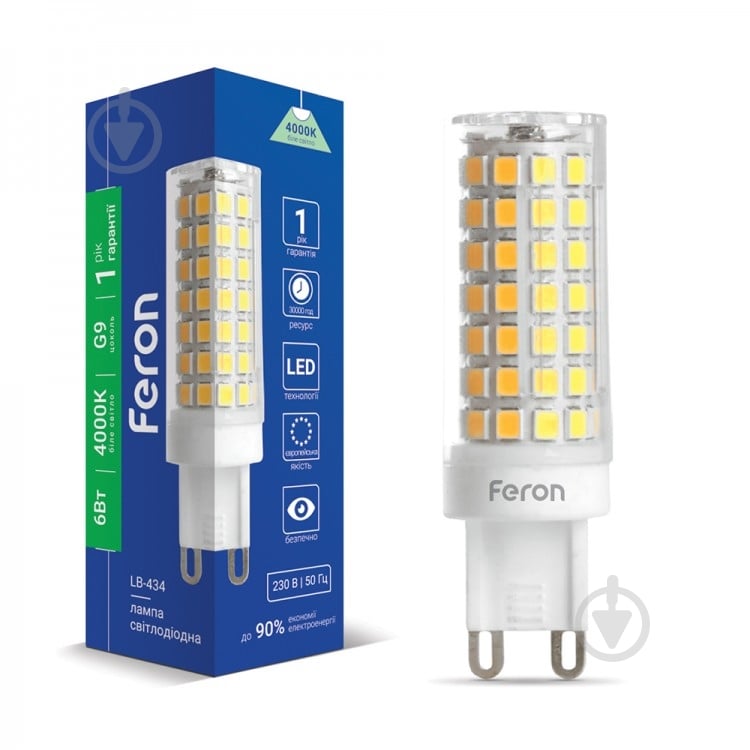Лампа світлодіодна Feron 6 Вт G9 4000 К 38147 - фото 1