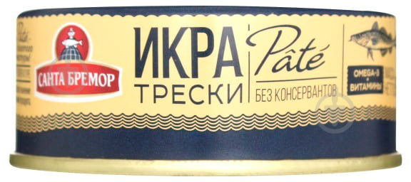 Ікра тріски атлантичної делікатесна пастеризована PATE 90г Санта Бремор - фото 2