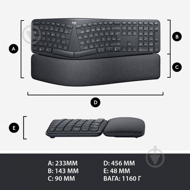 Клавиатура Logitech Ergo K860 USB (920-010110) black - фото 12