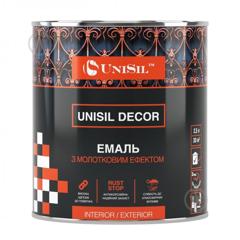 Эмаль алкидно-уретановая UniSil Decor 3 в 1 серебряный глянец 2,5 л - фото 1