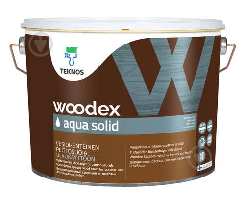 Антисептик TEKNOS Woodex Aqua Solid база 1 белый полумат 9 л - фото 1