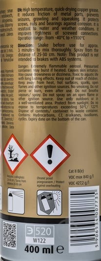 Смазка K2 Copper Spray медное (W122) 400 мл - фото 2