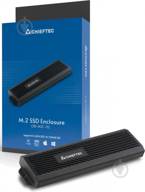 Карман Chieftec для M.2 PCIe NVMe/SATA SSD USB3.2 Gen2 Type-C Tool-Less Aluminum/Plastic CEB-M2C-TLE - фото 5