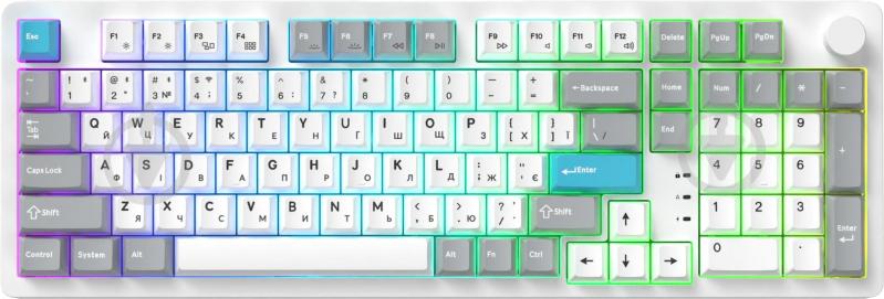 Клавіатура ігрова бездротова GamePro Asgard Drakkar Keychron Super Red Switch Wireless/Bluetooth/USB White (MK305WH)