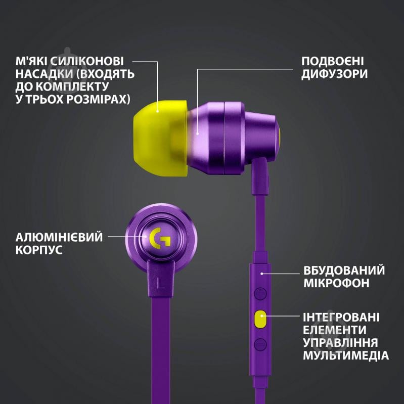 Наушники Logitech G333 purple (981-000936) Gaming Earphones - фото 8